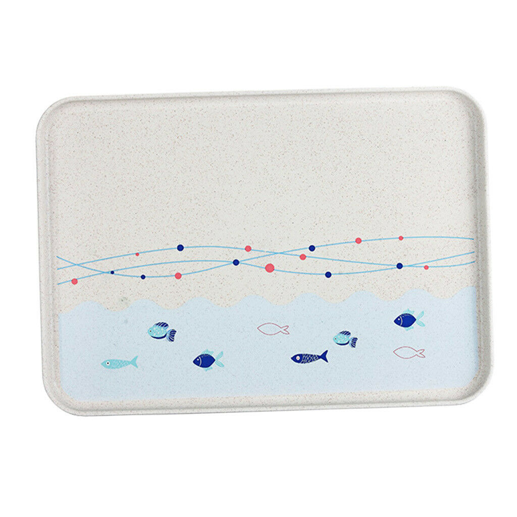 2Pcs Eco-Friend Rectangular Plate Cutlery Serving Tray Food Snack Dish L+M