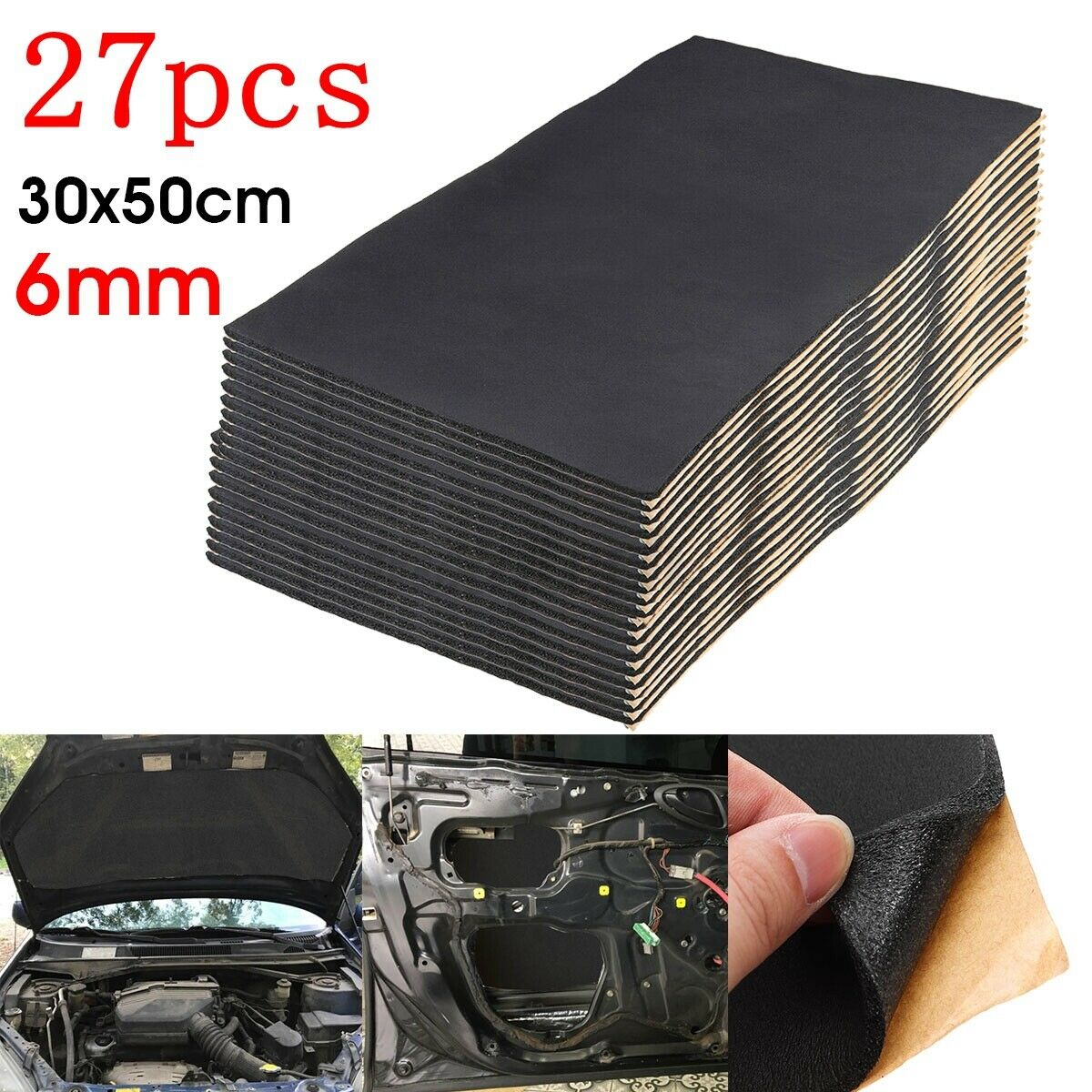27X 6mm Adhesive Car Sound Proofing Cell Foam Car Van Sound Deadening