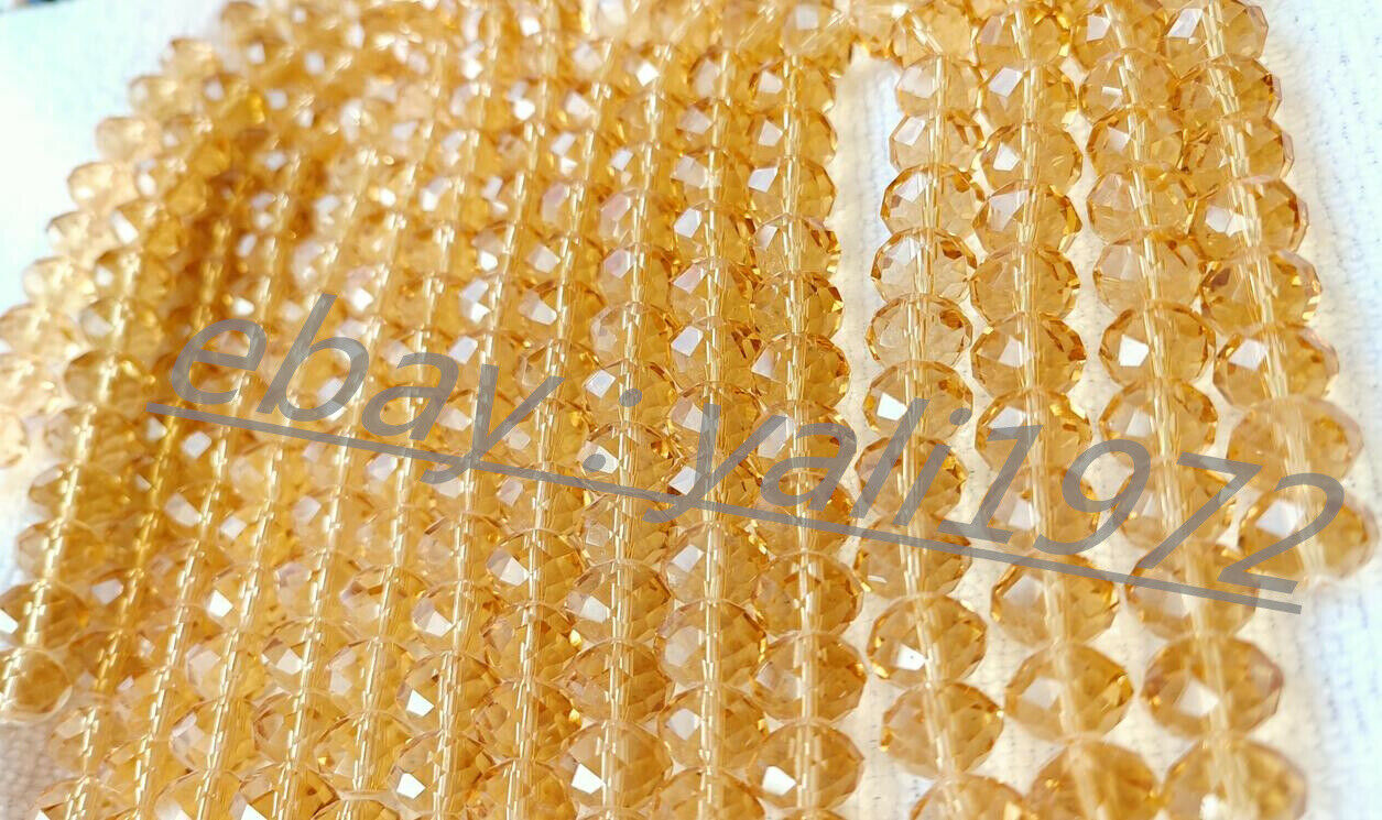 Wholesale 72pcs 10x12mm Champagne Faceted Crystal Rondelle Loose Beads