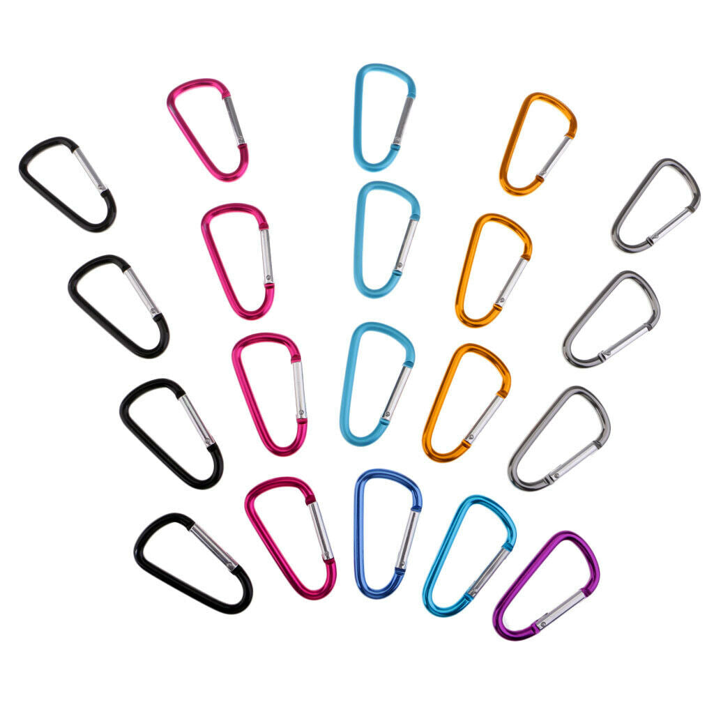 20 Pcs Spring Carabiner Clip Snap Hook Hanger Keychain Camping Hiking Kayak