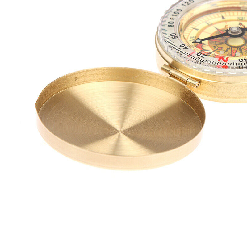 Camping Hiking Pocket Brass Golden Compass Portable Compass Navigation Ou.l8