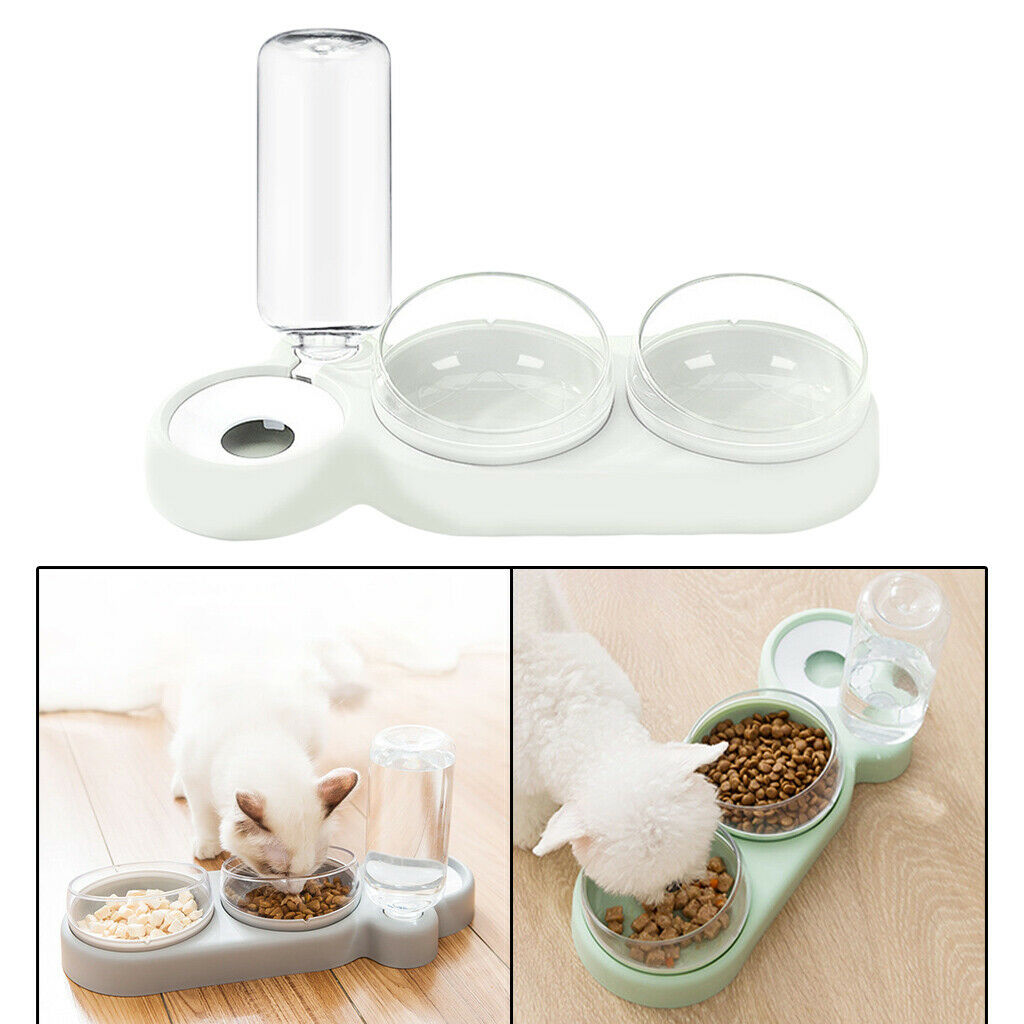 Dog Cat Bowls Feeder Puppy Kitten Foods Dispenser Drinker Containers White