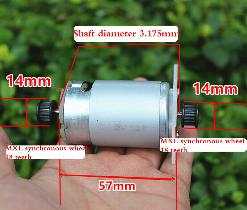 DC 24V 555 permanent magnet DC motor generator 550 motor MXL synchronous wheel
