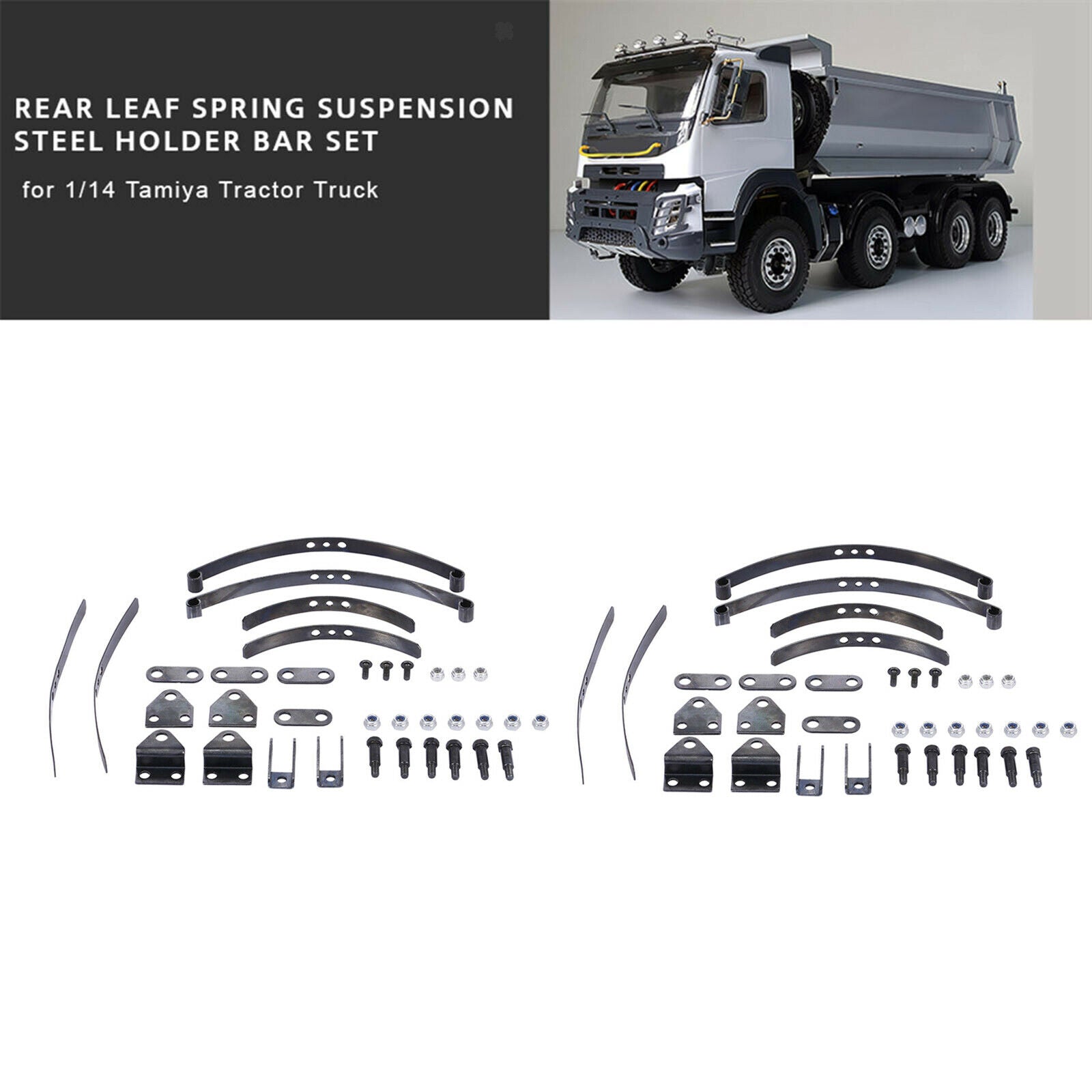 Metal Leaf Type Spring Suspension Bar Set for Tamiya 1/14 Scale RC Tractor