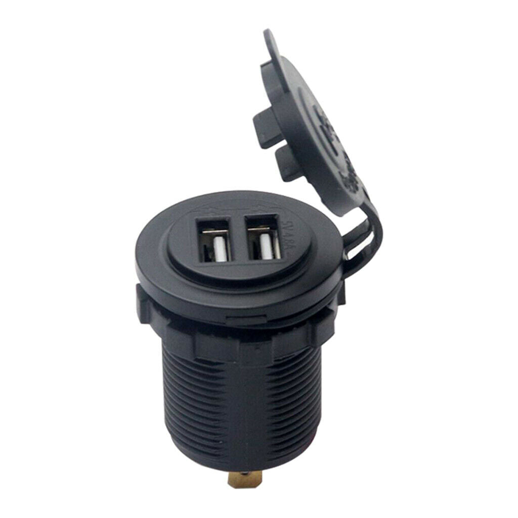 Motorcycle Car Refitted 5V 4.8A Dual USB Aperture Car Charger Red Light