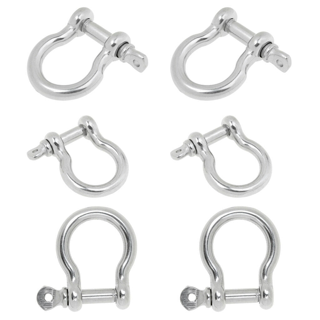 2x 3-Size Marine Boat Chain Rigging Bow Shackle Captive Pin Stainless Steel
