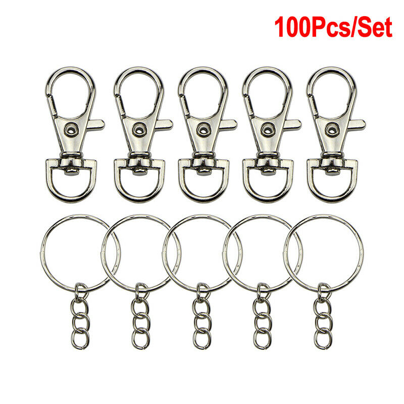 100Pcs Lobster Claw Clasp Hook Keychain Key ring DIY Making Jewelry FindingDD