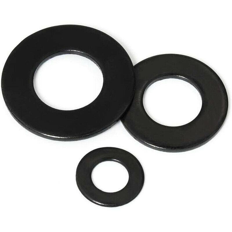 Flat Washers,Black Carbon Steel Flat Washers Set , (9 Sizes 580 Pieces) A3H9