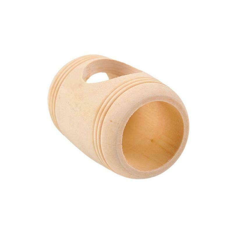 Hamster Wood Tunnel Tube Barrel Shaped Chinchilla Hideaway Wooden Hut with Holes