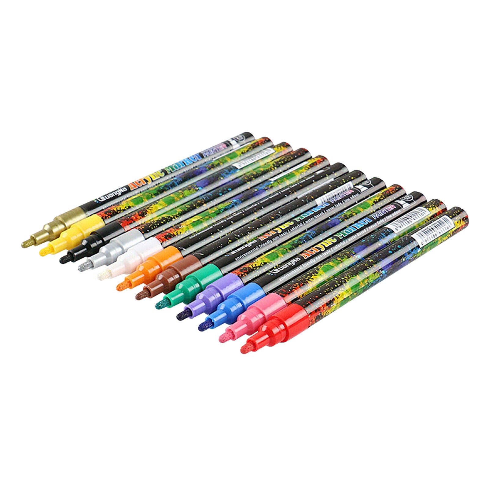 12pcs / set Acrylic Paint Pens, 12 Color Markers 2mm Fine Tip For Skirt