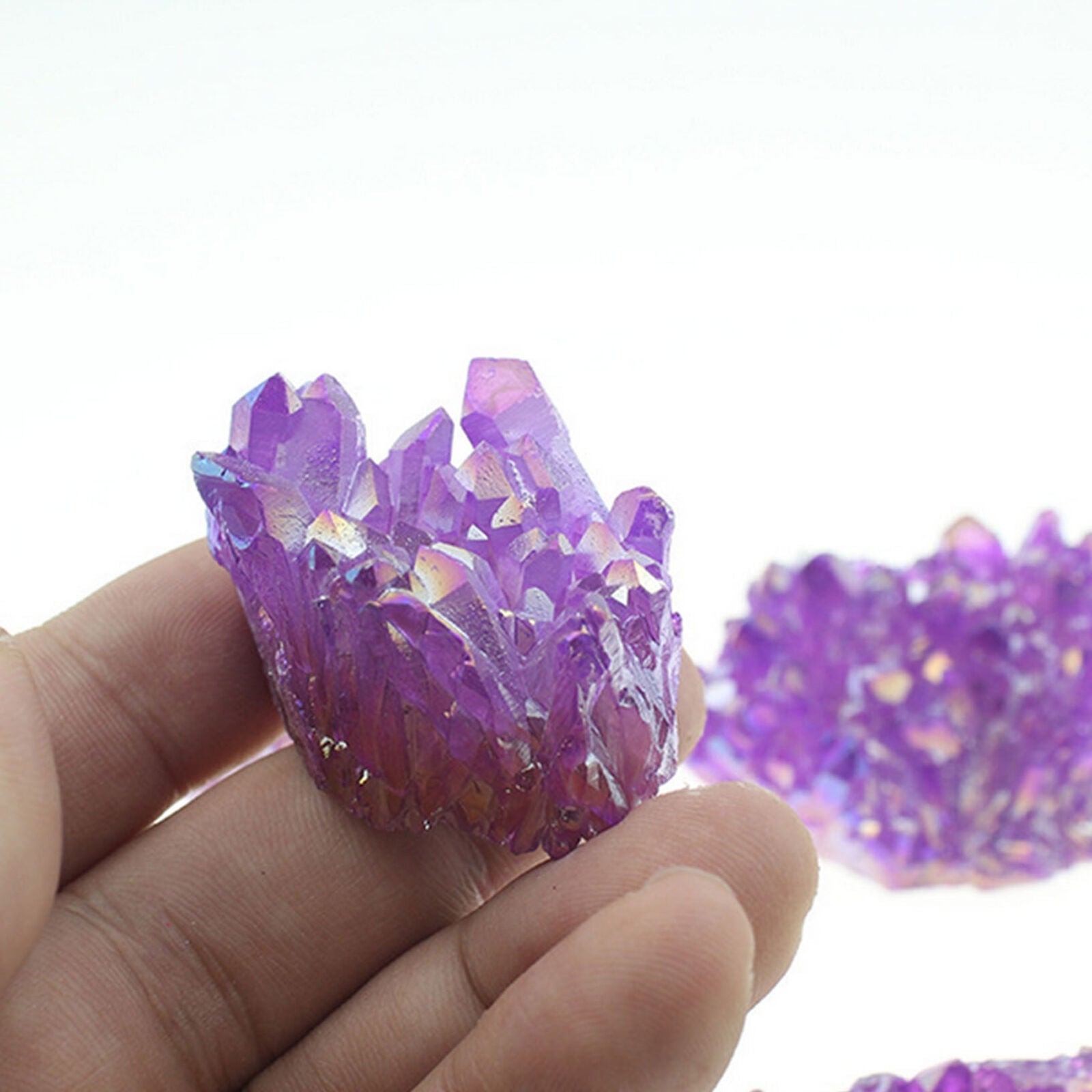 Natural Purple Titanium Fluorite Crystal Quartz Rock Crystal Healing Stone