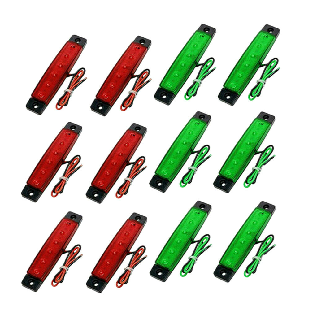 12Pcs Red + Green Boat Navigation Light LED Marine Lamps DC 12V for Kayak