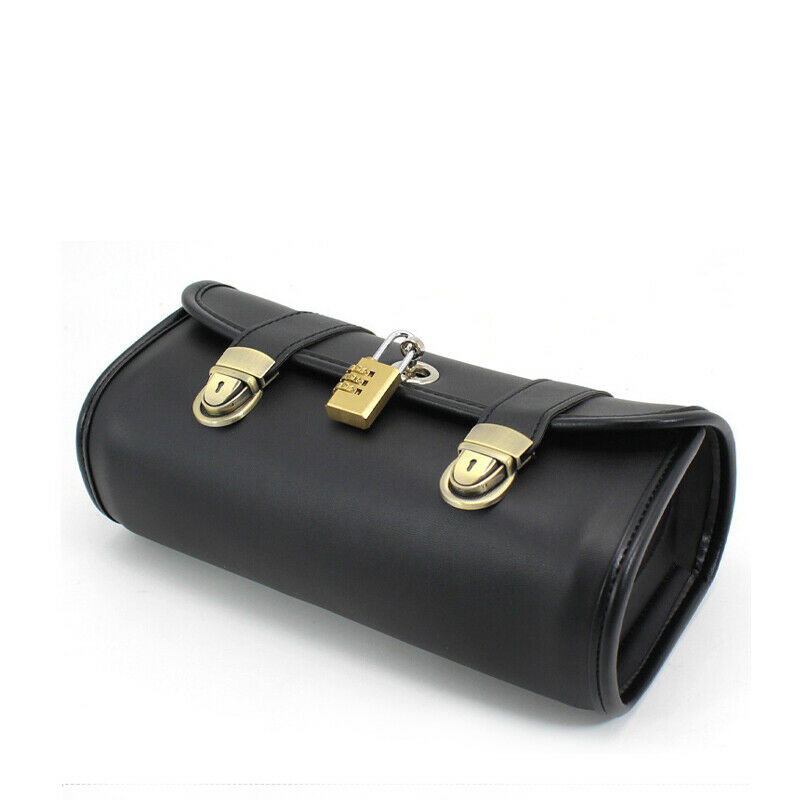 Motorcycle Handlebar Bag Tool Bag PU Leather Pit Dirt Bike Fork Bag Saddlebag