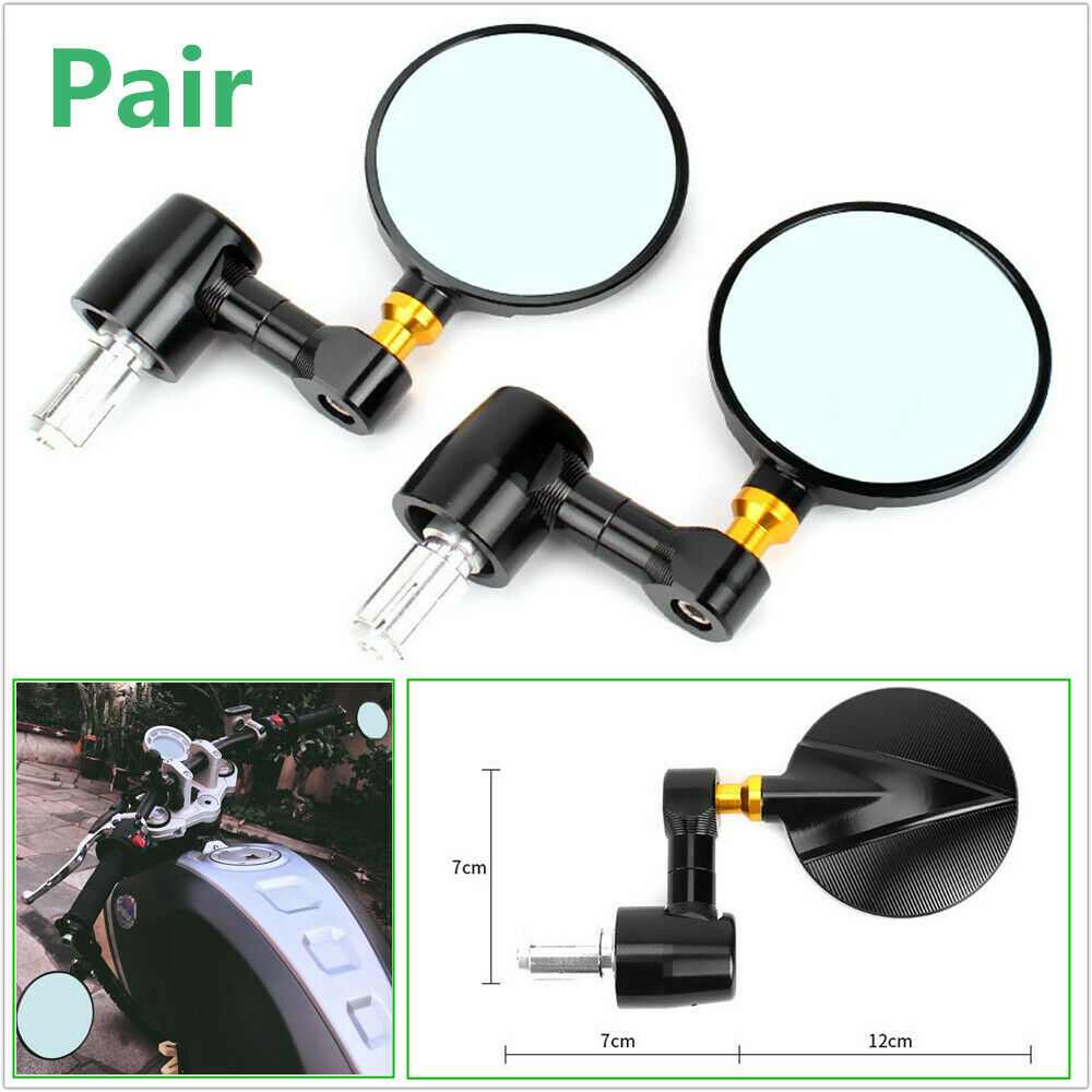 Pair Retro Motorcycle Bikes Blue-faced Rearview Mirror Aluminum Alloy Convex