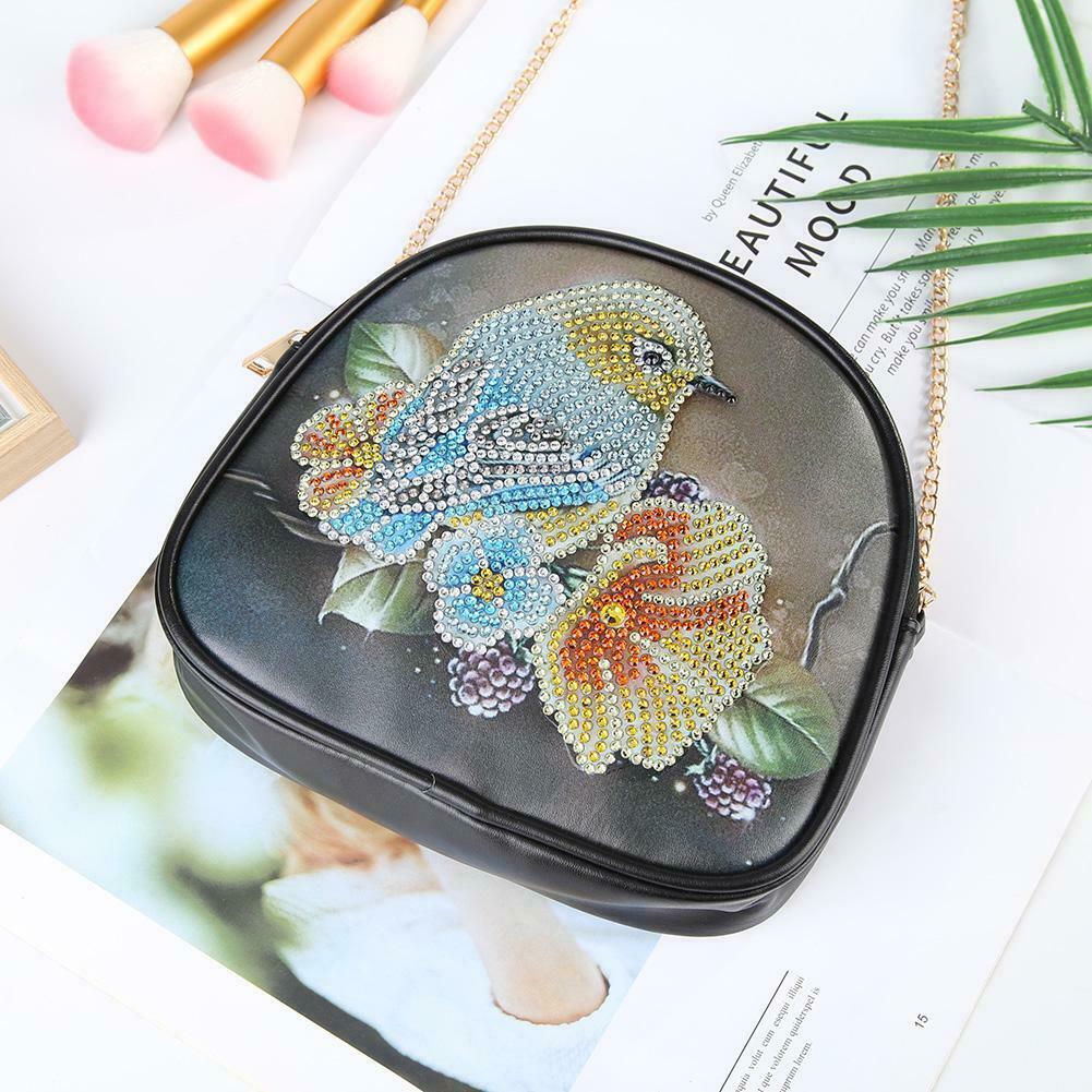 DIY Bird Special Shaped Diamond Painting Leather Chain Shoulder Bags Gifts @