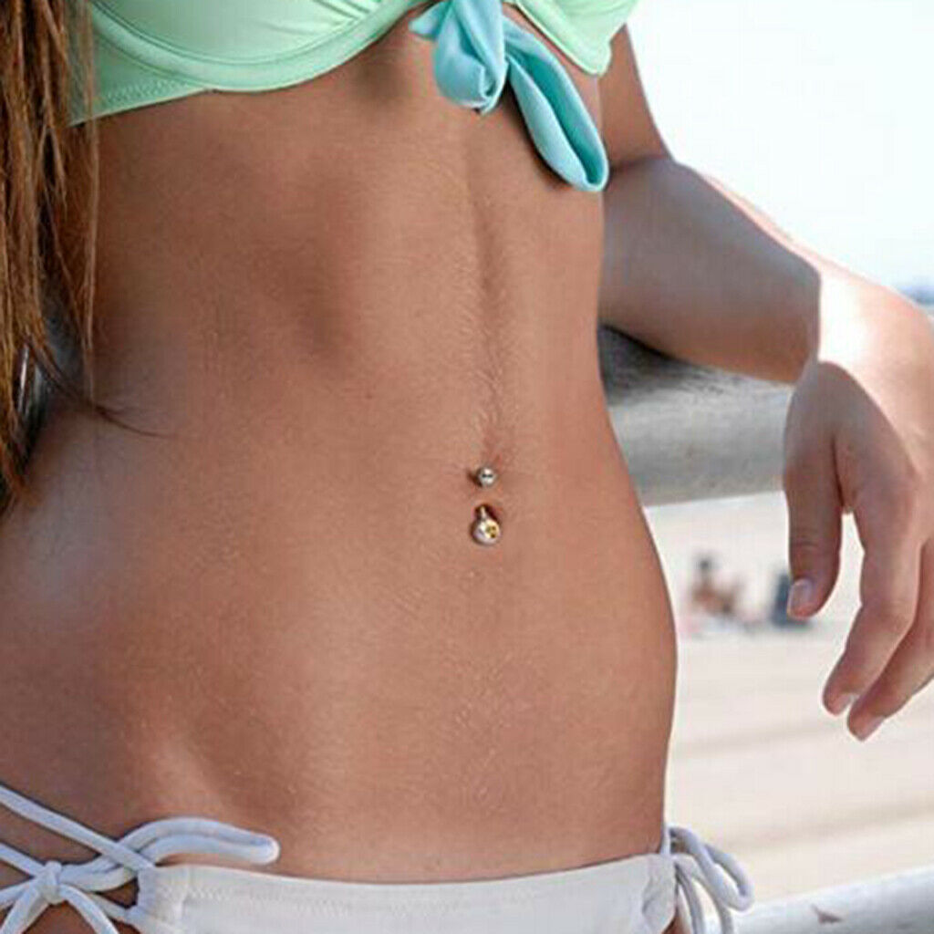 10Pcs Stainless Steel Navel Ring Curved Barbell Piercing Crystal Rhinestone