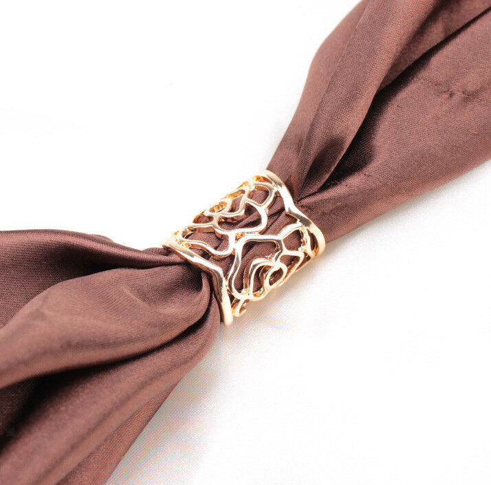 2pcs Women's Diamante Metallic Silk Scarves Clip Scarf Ring Chiffon Buckle