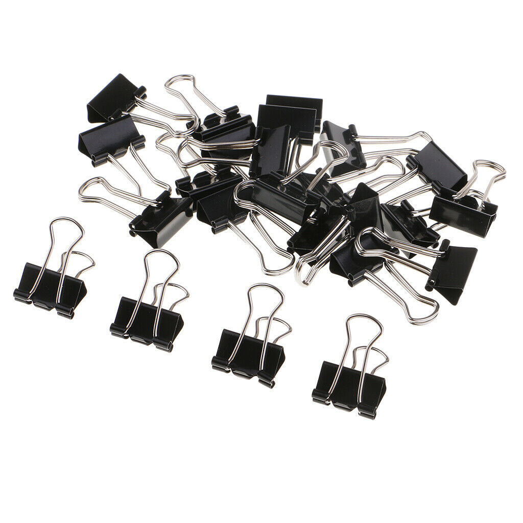 24 Pieces 2 Box Black Binder Clips Paper Clamp School Office Stationery Lot