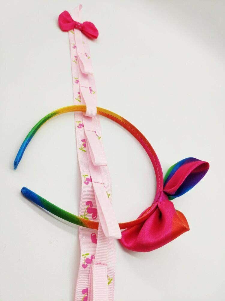 32" Lace Flowers Long Ribbon Headband Hair Clip Hair Bow Holder Storage 3PCS