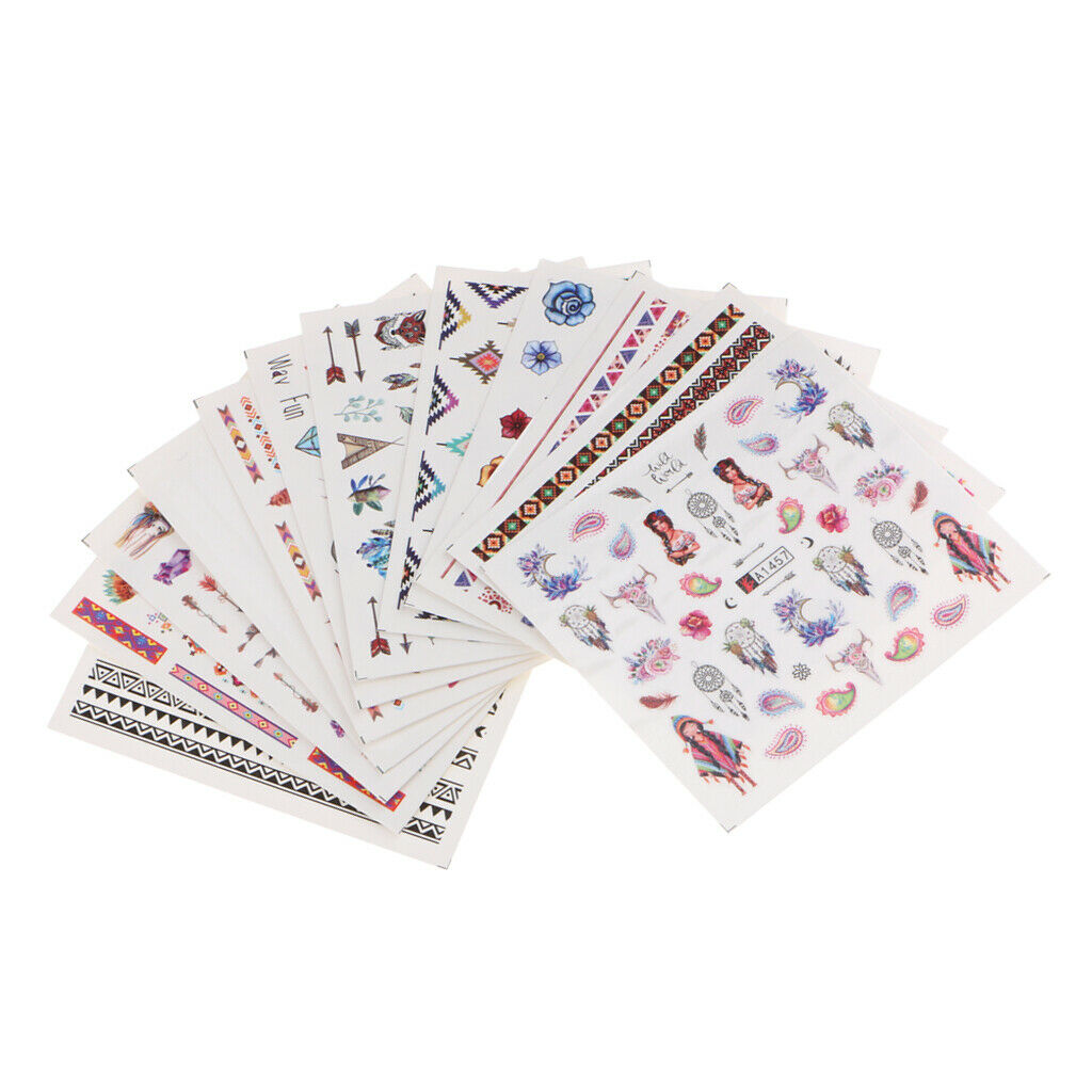12 PCS Different Styles Pattern Flower Fruits DIY Nail Art Stickers Decals