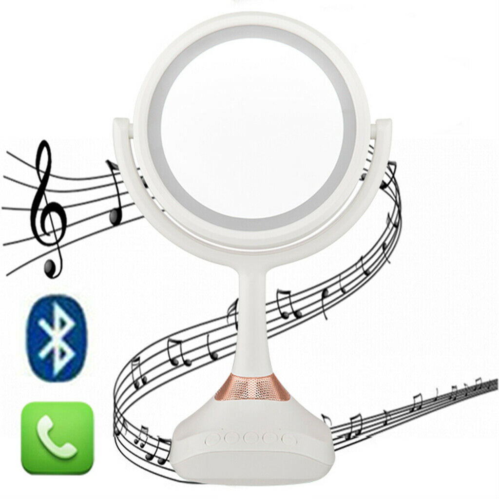 Bluetooth Music LED Dual Sided Vanity Tabletop Makeup Mirror & 5x Magnifying