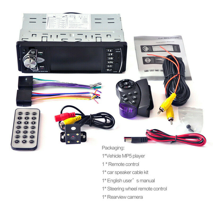 4.1" Car Stereo Radio MP5 FM Bluetooth USB/TF AUX Steering  Wheel Control Camera