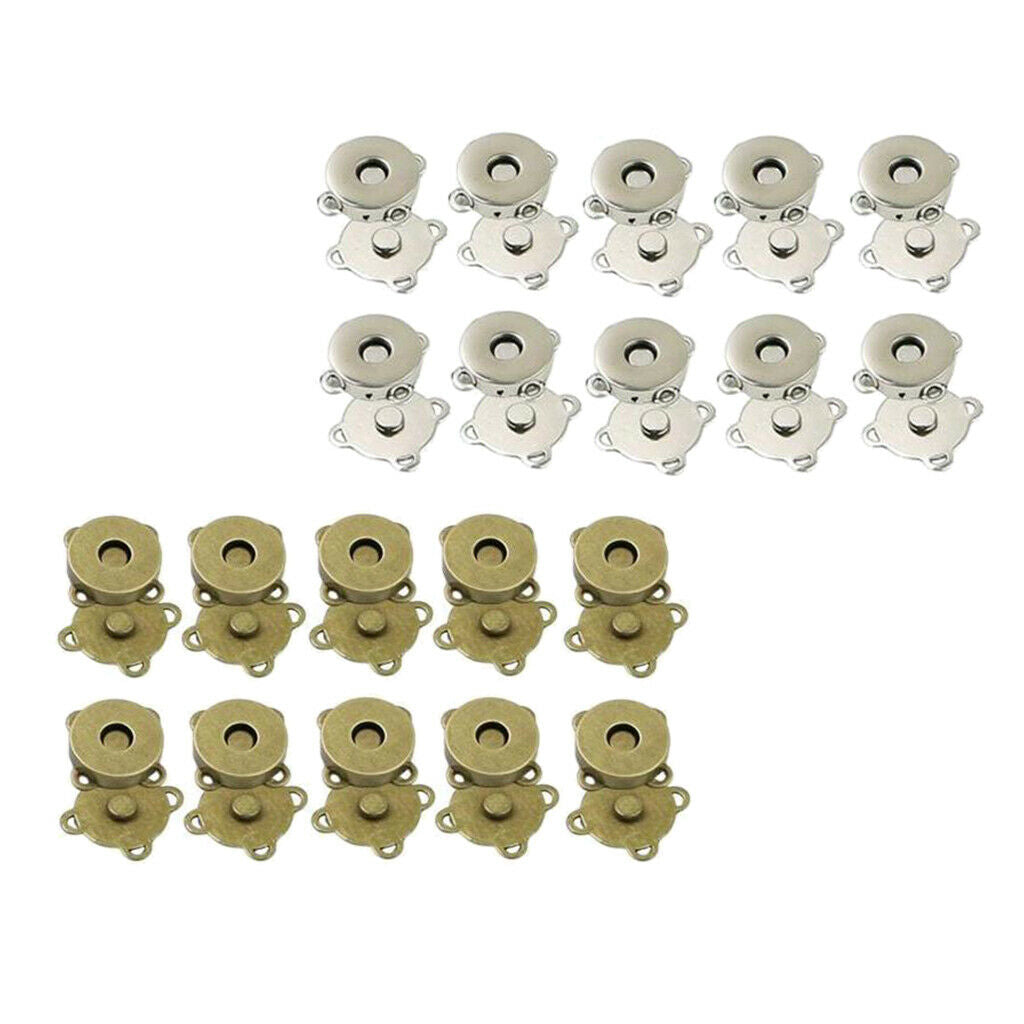20 Pairs Brass Invisible Magnetic Button Clasp Snaps 14mm for Fastener