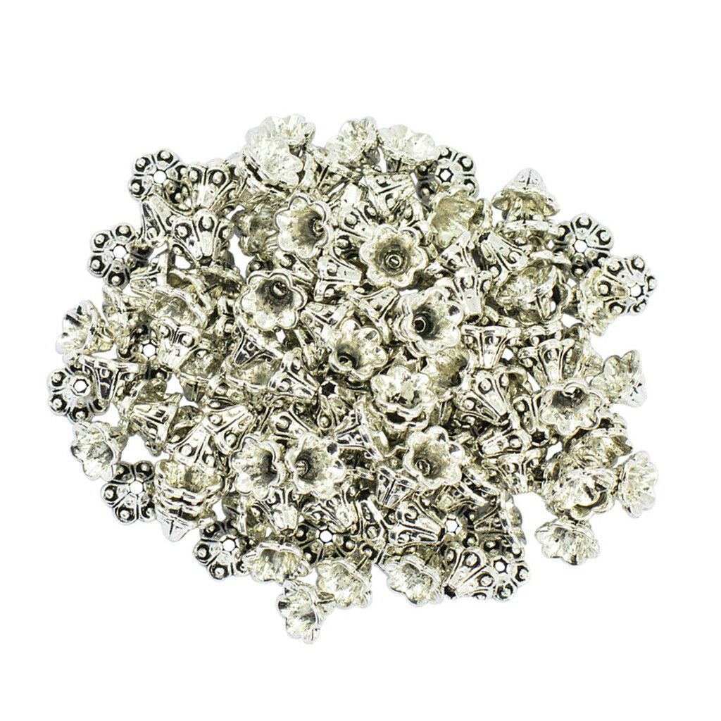 100pcs Alloy Flower Bead Caps Ends for Jewelry Making DIY Necklace Bracelet