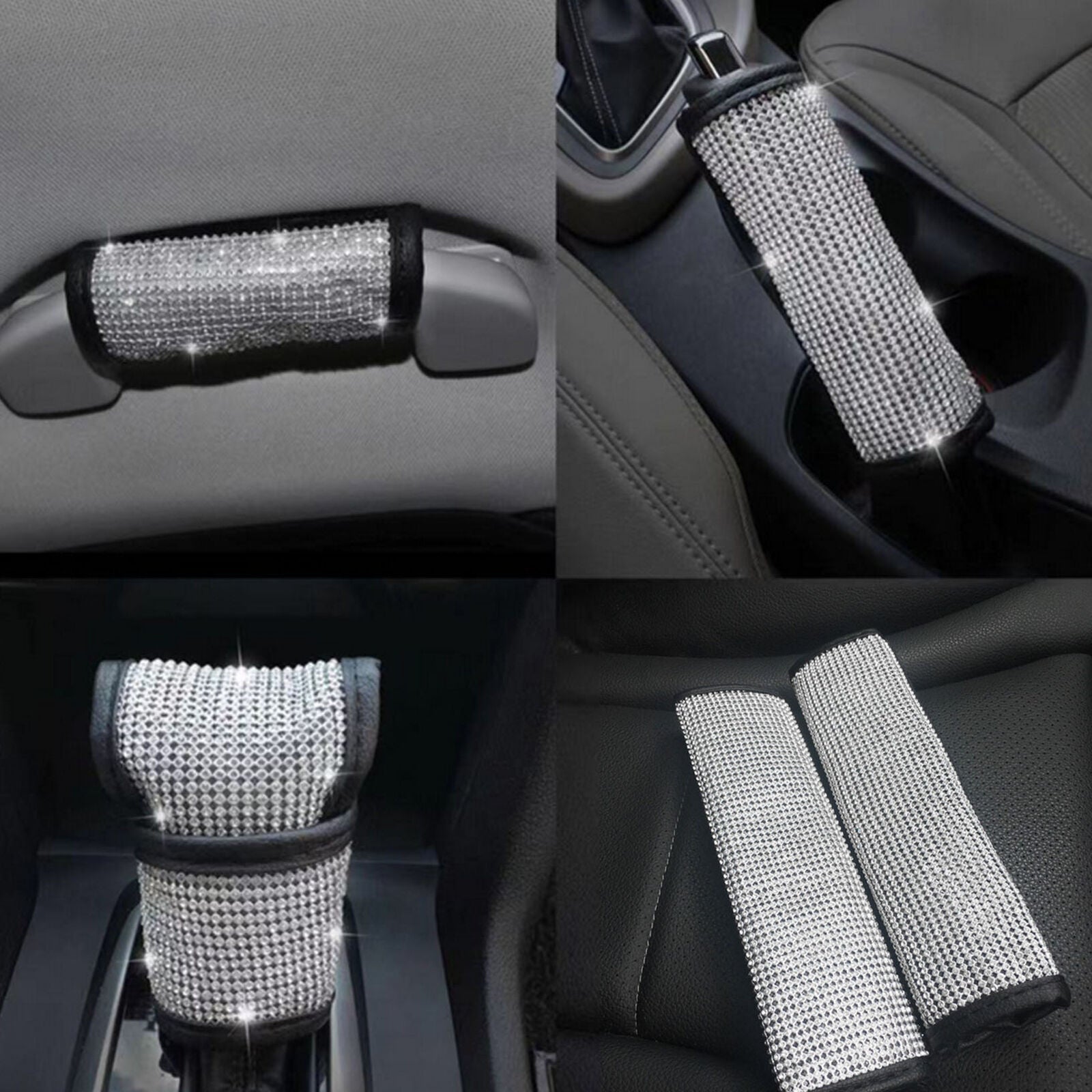 Diamond Bling Auto Seat Belt Cover & Handbrake Cover & Shift Gear Cushion Car