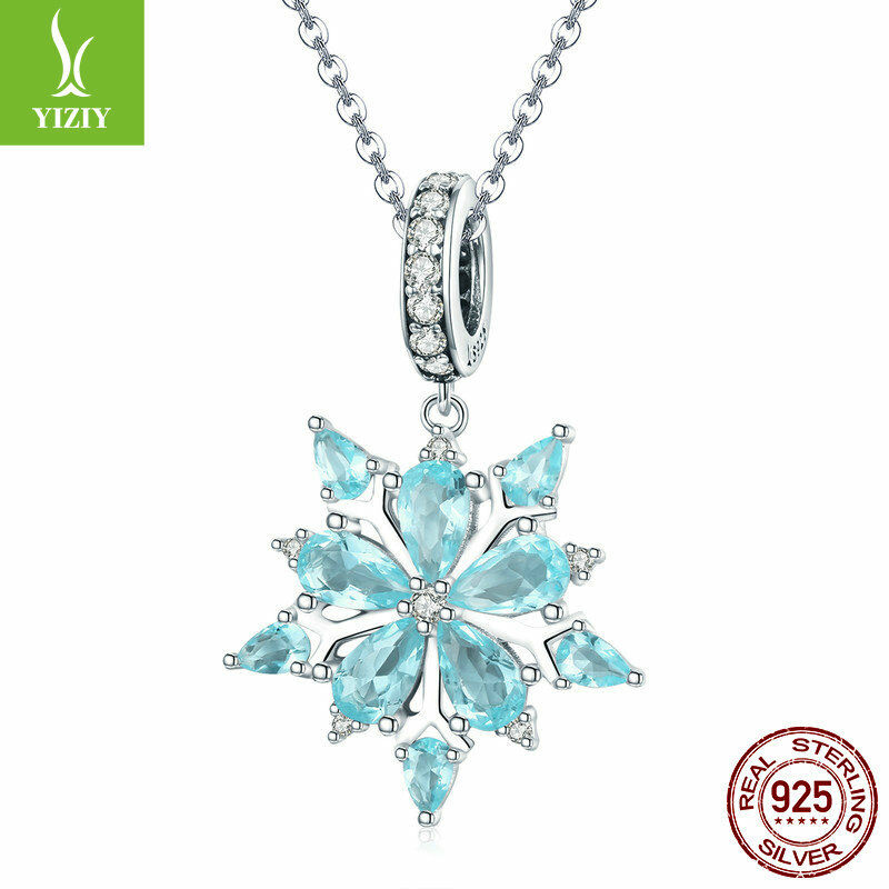 Winter New Snowflake 925 Sterling Silve Charm Pendant Bead Fit Chain Bracelet