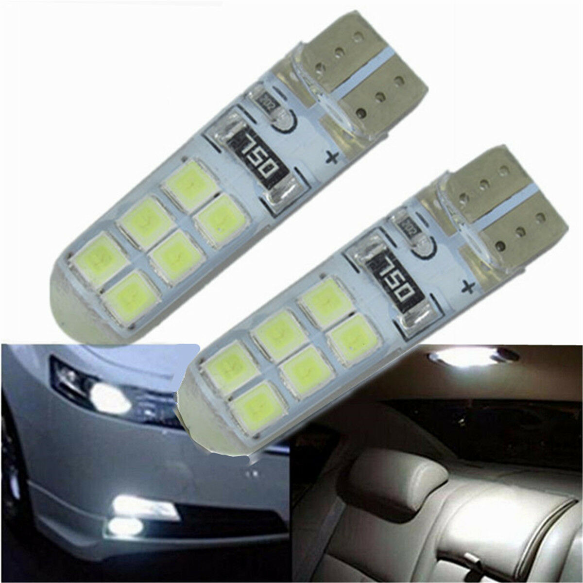 10X Bright T10 194 12V Car Bulb Led Error Free Canbus SMD White W5W Side Light