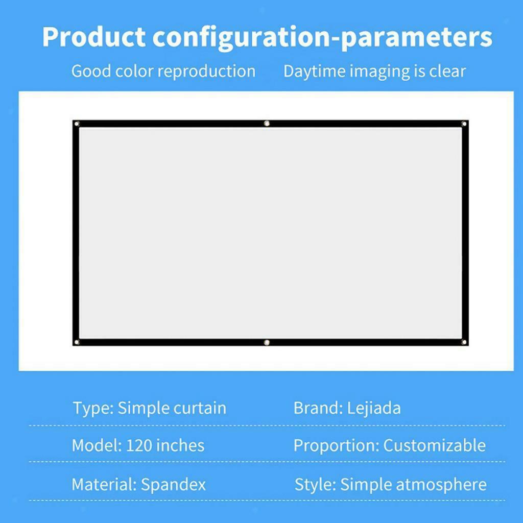 Projector 120" inch 16:9 Foldable Portable Screen for Home Theater Travel