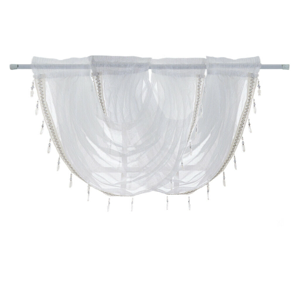 1 Panel Glitter Tassel Window Valance Sheer Curtain Tiers Balloon Shades 57*37