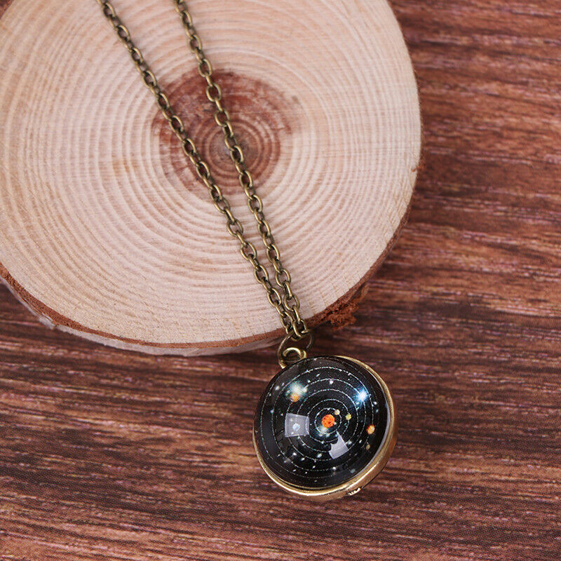 Double Sided Solar System Necklace Pendant Planet Glow In Dark Galaxy Gla.l8