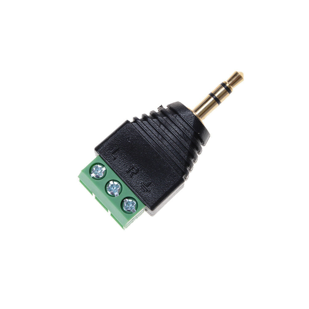 3.5mm Stereo Phone Audio Male Plug Connector Adapter to Terminal Dual Channe Tt