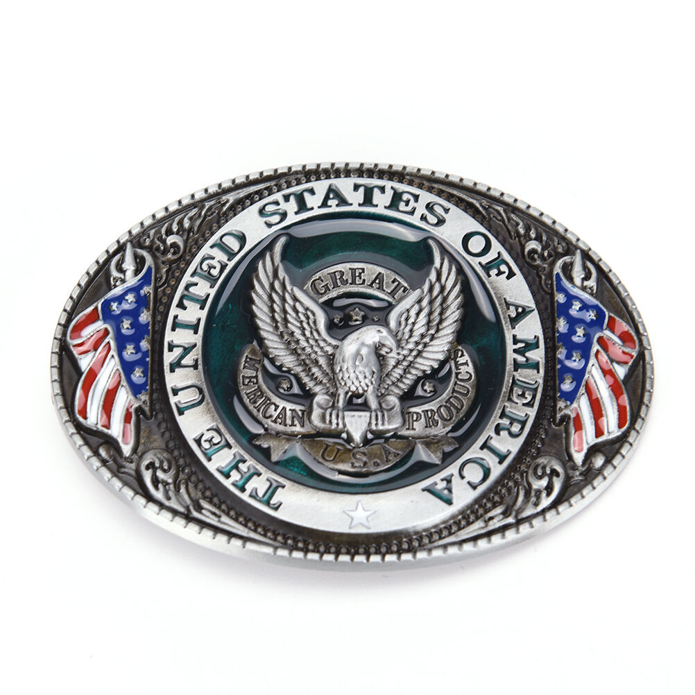 Western style U.S.A. American flag eagle metal alloy fashion Men Belt BuckleBDA