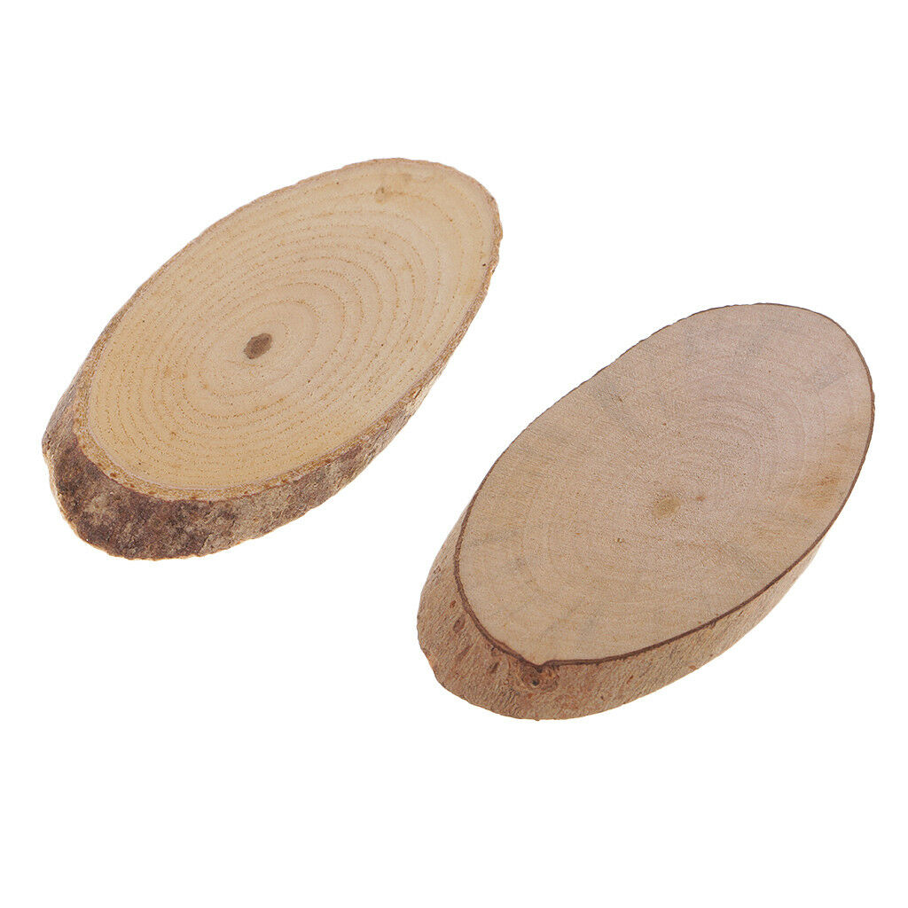 10pcs Wood Oval Log Slices Tree Bark Discs for Wood Crafts Woodworking 6cm