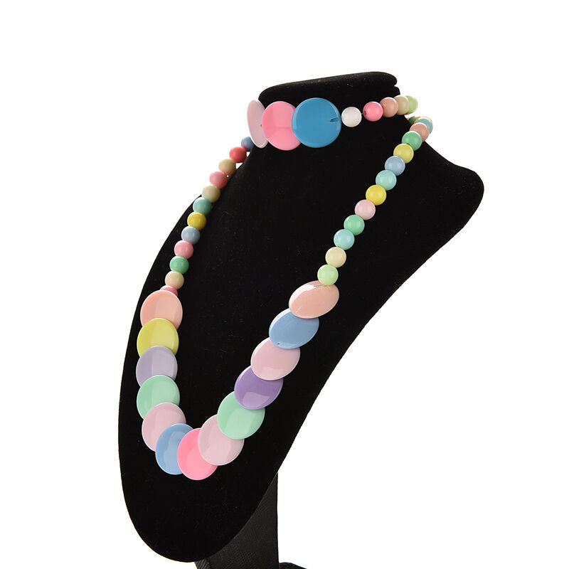 Colorful Beads Necklace&Bracelet Set Party Jewelry for Kids Baby Girls.l8