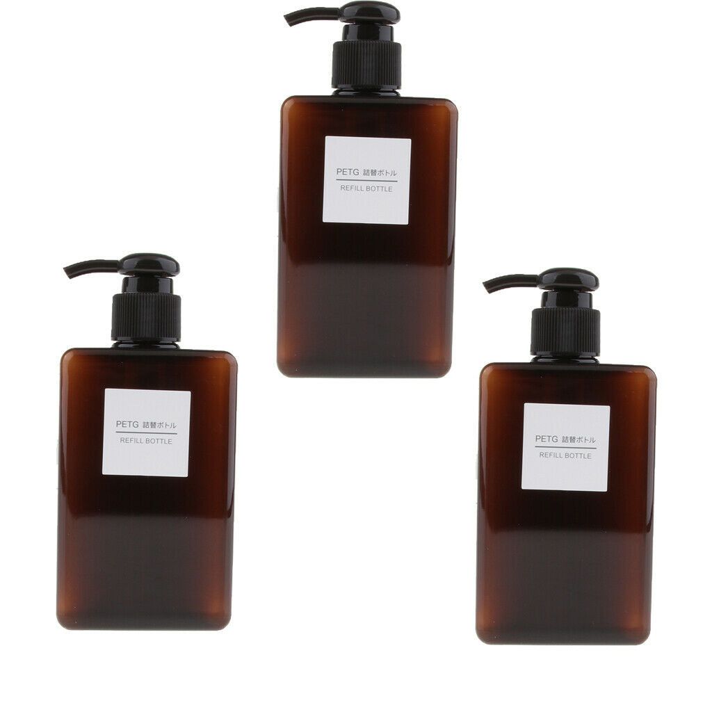3pcs 450ml Foaming Soap Dispenser Cosmetic Containers Pump Bottles Brown