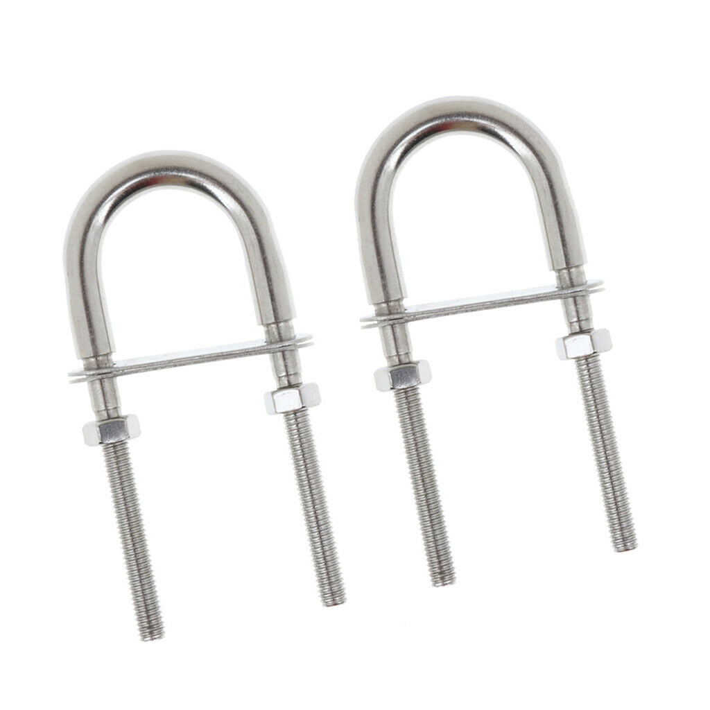 2 Pcs Marine Stainless Steel Heavy Duty Bow Eye with Safety Lock Nut (M6) Stock