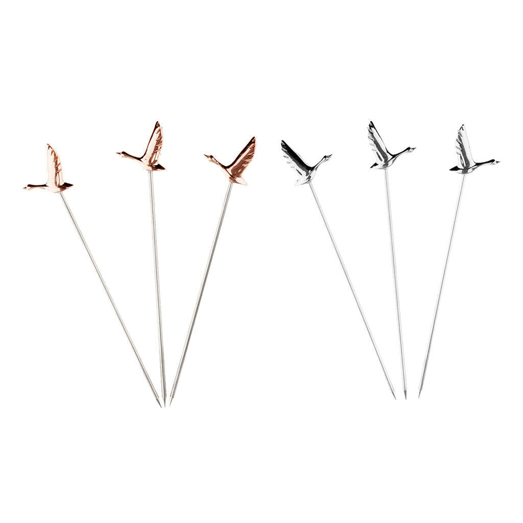 6PCS Steel Fruit Drink Sticks Cocktail Picks for   Martini Picks