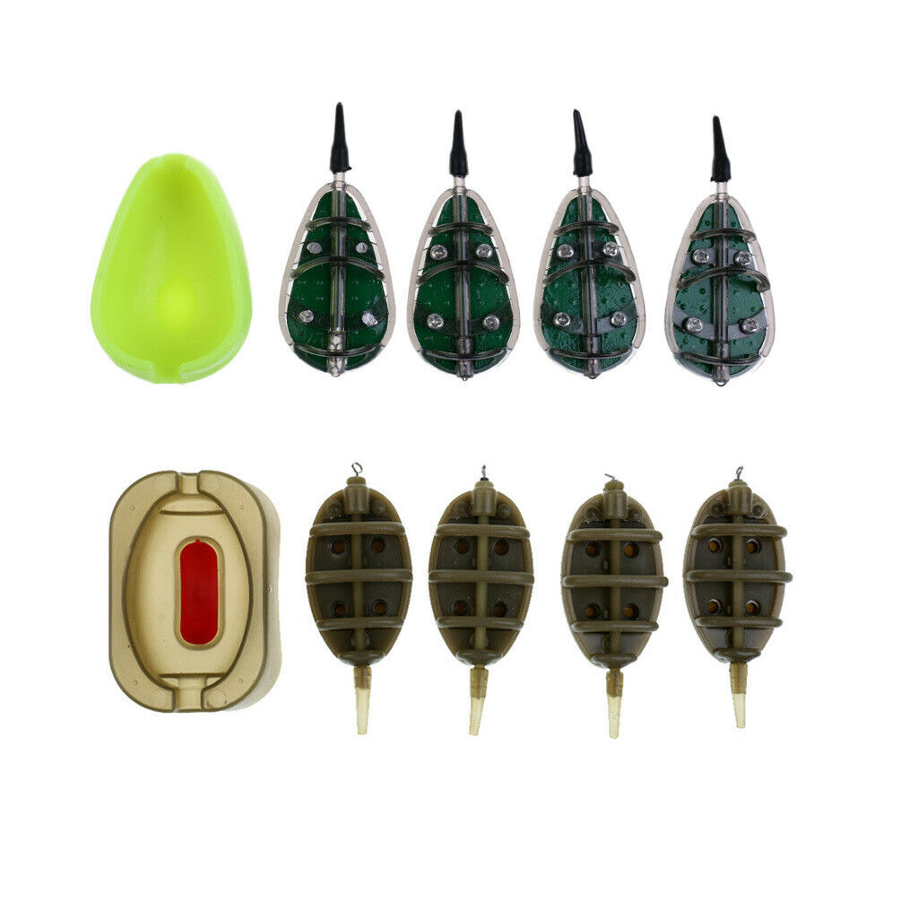 2 Sets Carp Fishing Feeder Bait Mould Sinker 15g,20g,25g,35g,30g,40g,50g,60g