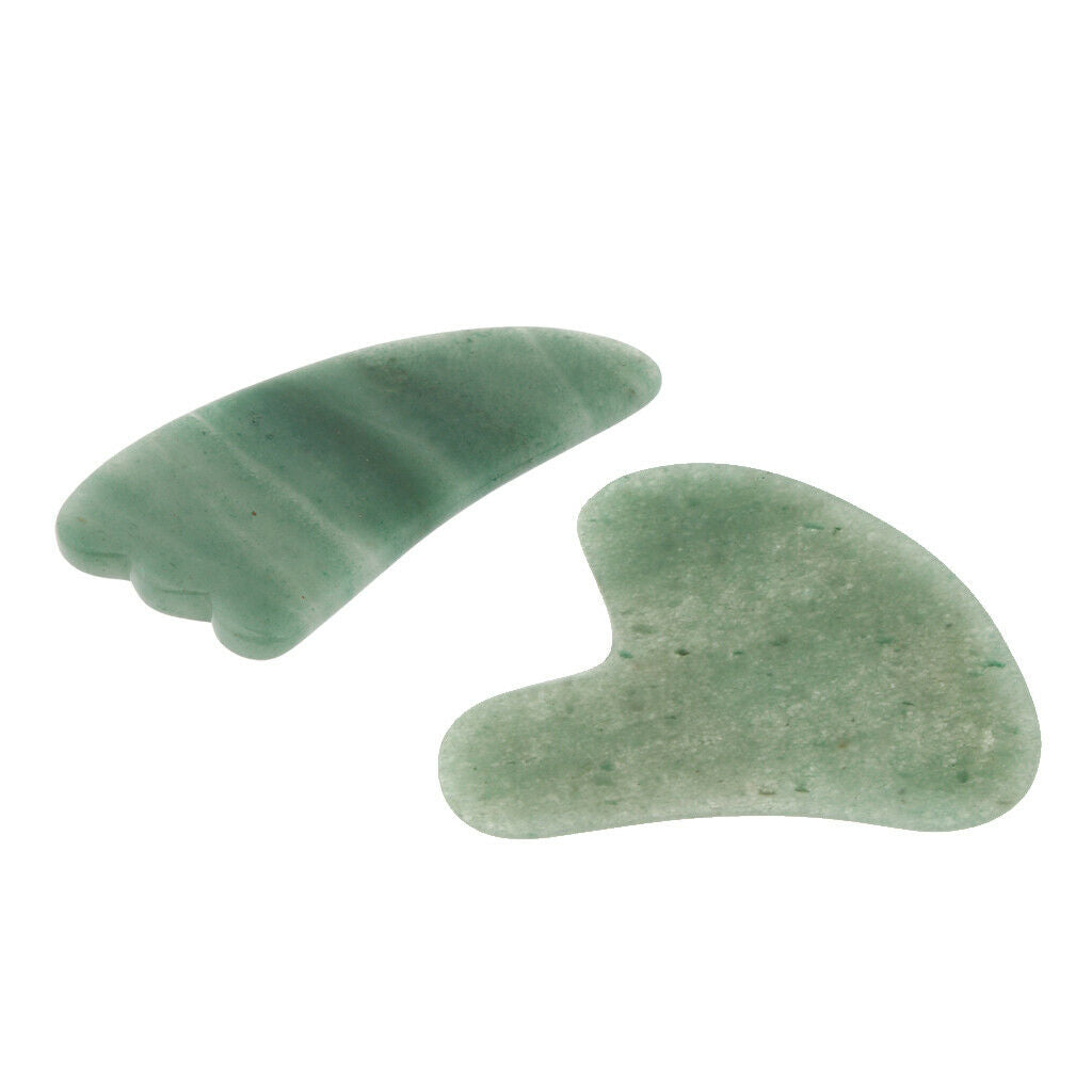 2 Pcs Natural Jade Guasha Board Gua Sha Scraping Tool Face Body SPA Massage