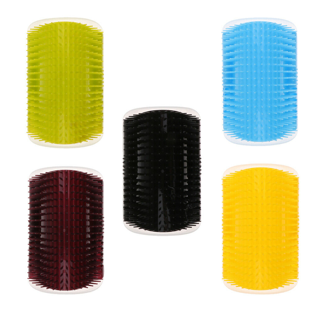 2 Piece Pet Cat Wall Corner Grooming Massage Self Groomer Brush Tool Black