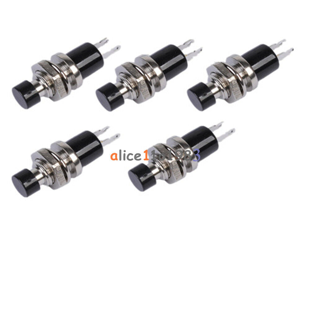 5PCS PBS-110 ON/OFF Push button Black Mini Lockless Momentary Switch