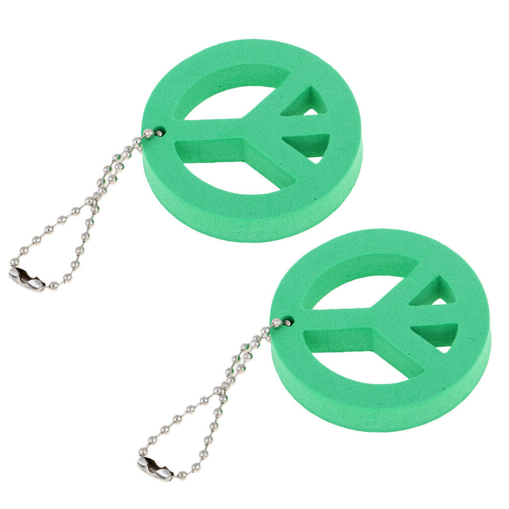 2 Pieces Round Buoy EVA Floating Keychain Keyring Yachting Key Float Green