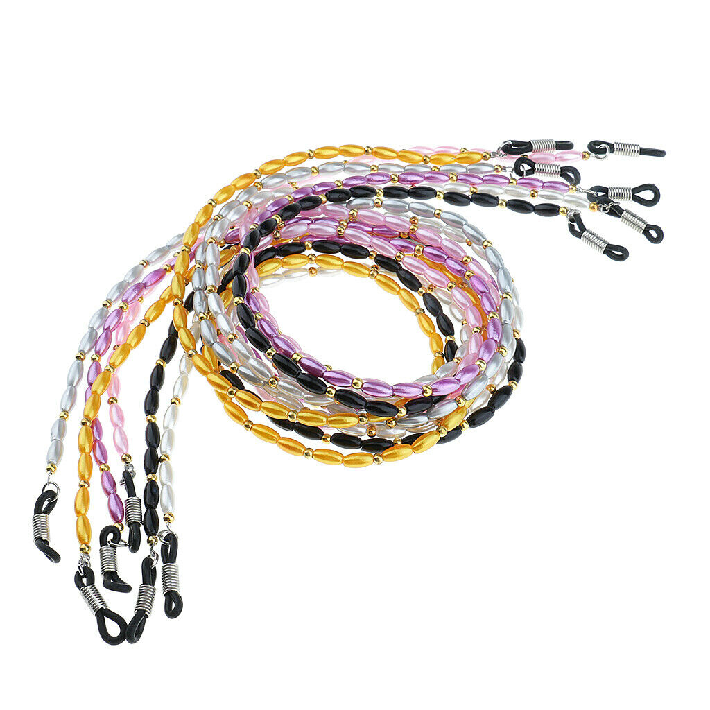 6pc Eye Glass Holder Chain Lanyard Necklace Beaded Glasses Holder Sunglasses