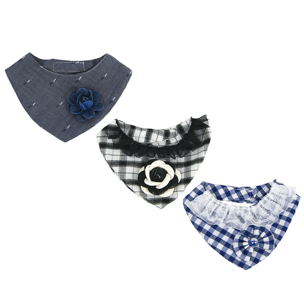 Puppy Bandana Collar, Dog Bandage Scarf with Flower Pet Gift for Party Black