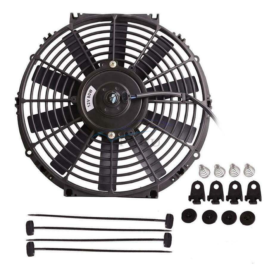1 Set 80W 12V 1730 CFM Black Car Electric Radiator Cooling Fan With Mounting Kit