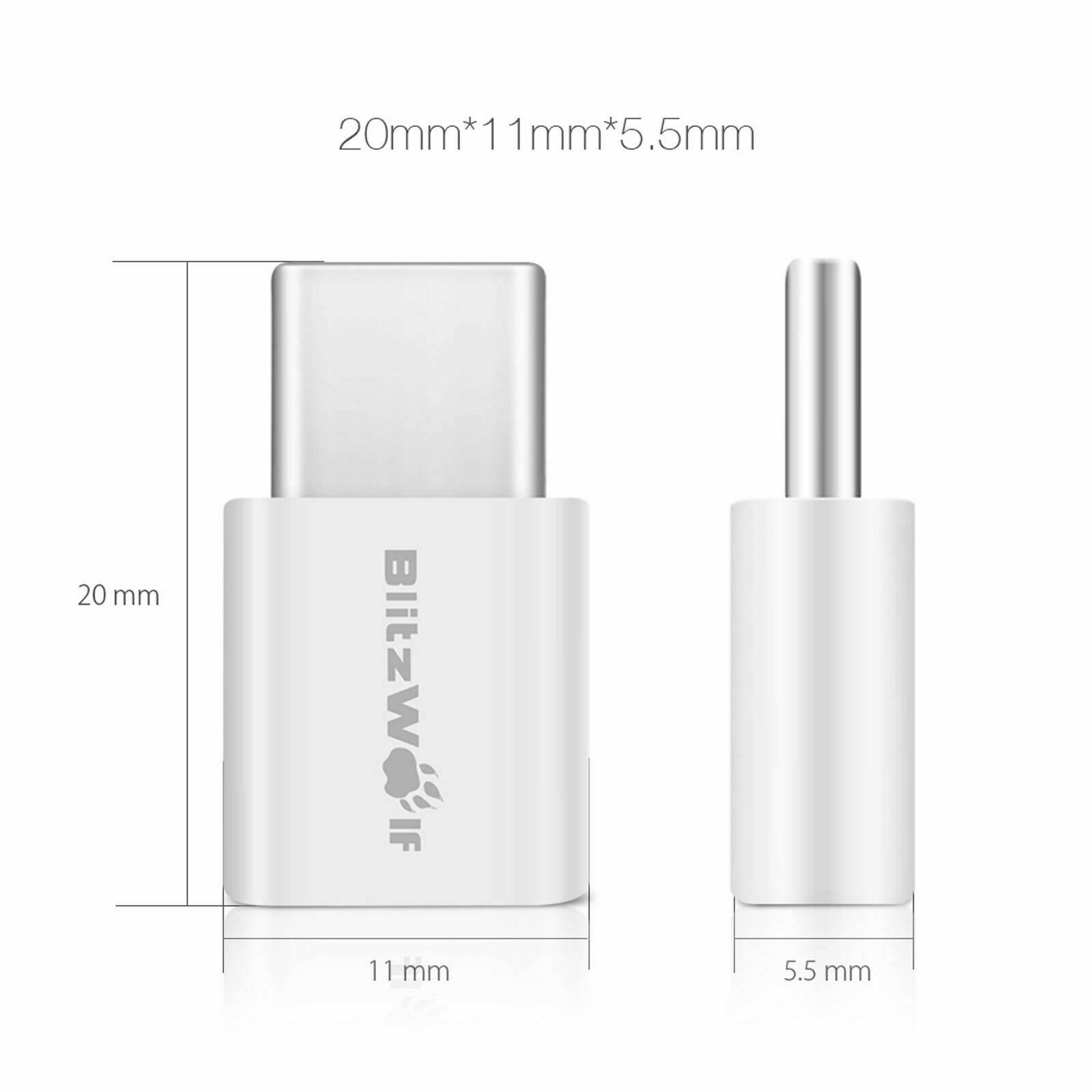 x2 BlitzWolf Type-C USB C to Micro USB Data Sync Charger Cable Connector Adapter